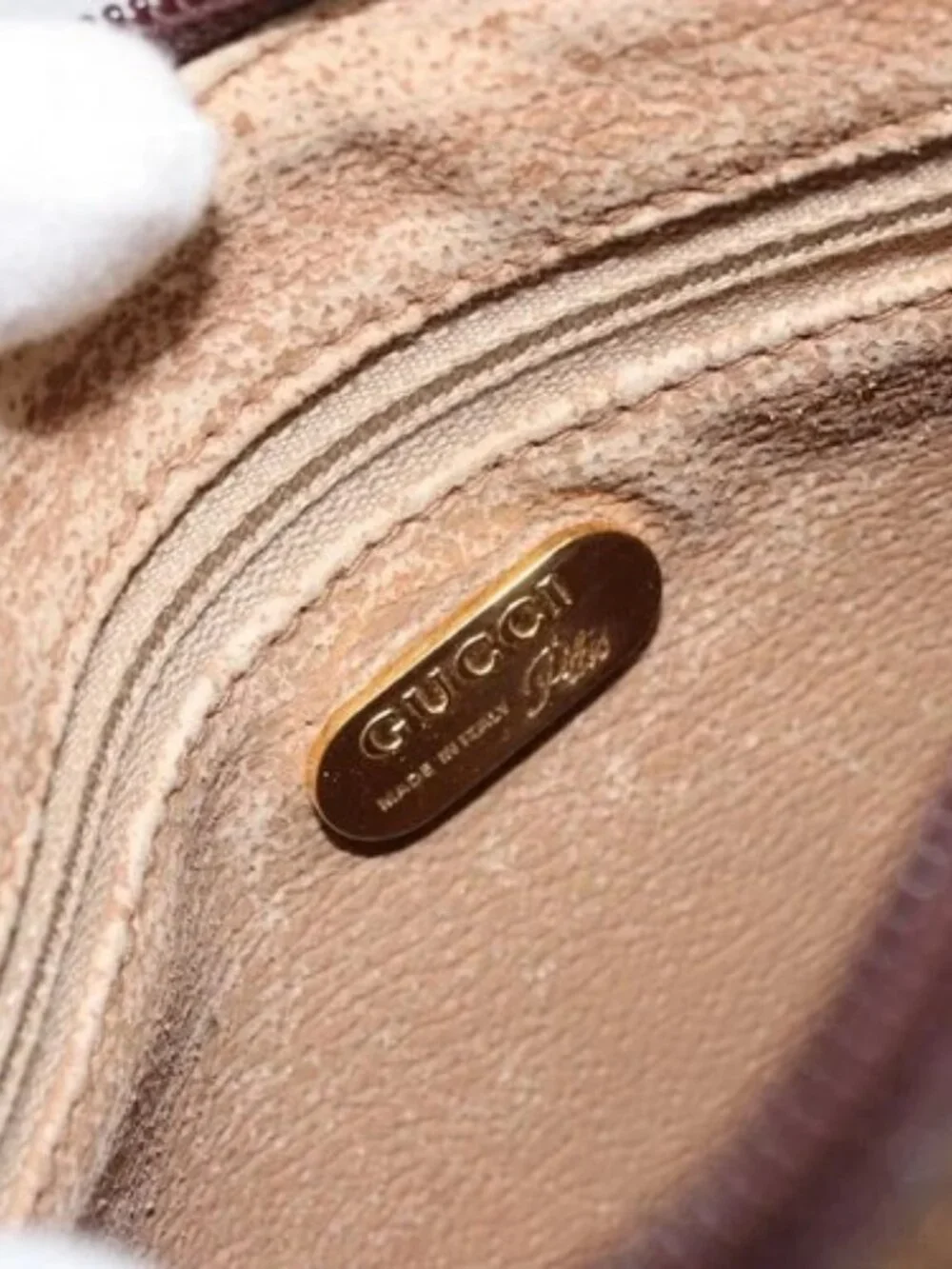 GUCCI GG Plus Supreme Shoulder Bag PVC Beige Gold Auth ka3460